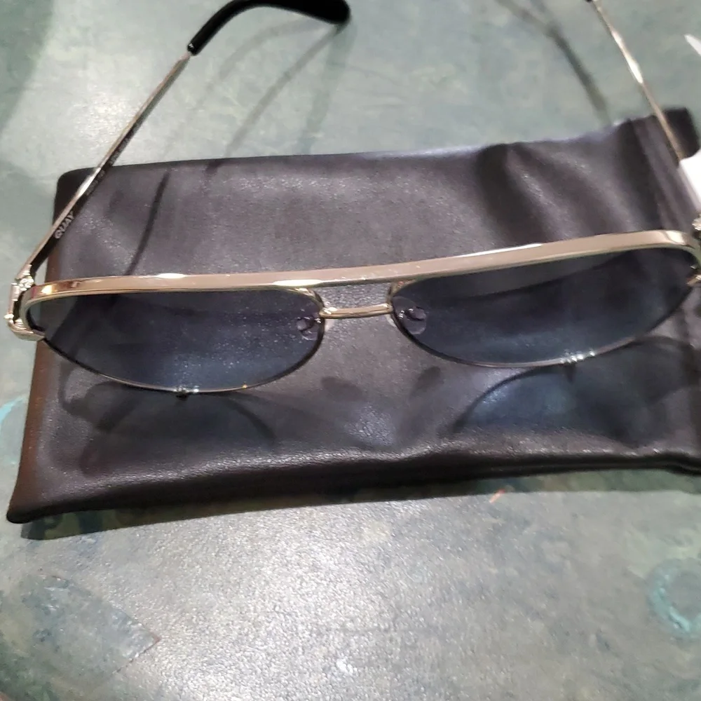 Quay High‎ Key unisex Aviator UV Protection silver wire frame Sunglasses new